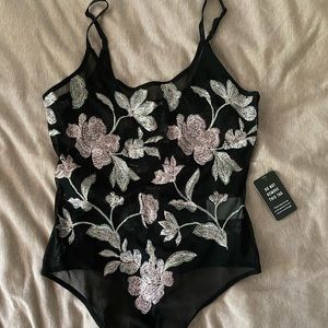 Express embroidered bodysuit